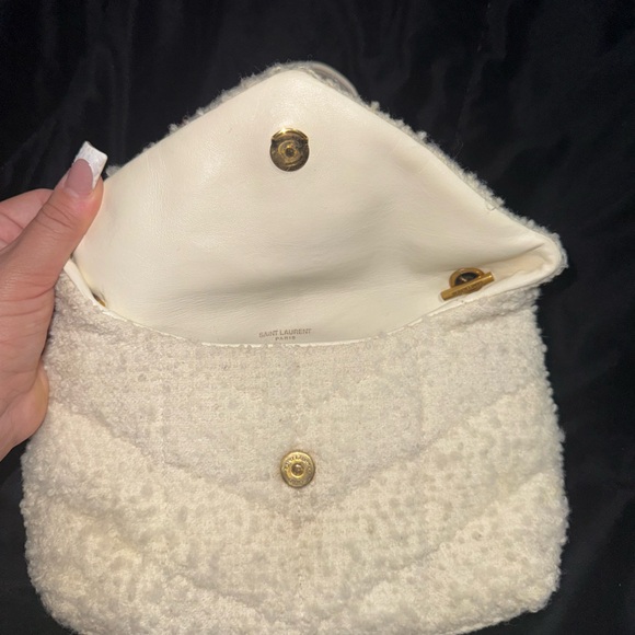 Yves Saint Laurent White Tweed Shoulder Bag - Picture 4 of 5